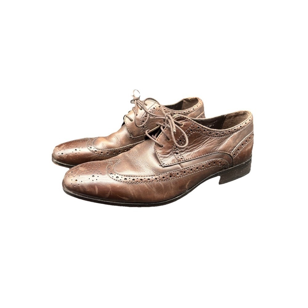 Bostonian Brown Leather Wingtip Oxford Dress Shoes Mens 9W Vintage - Picture 1 of 15